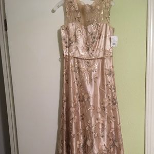 David’s Bridal Sequin Illusion Neck Dress